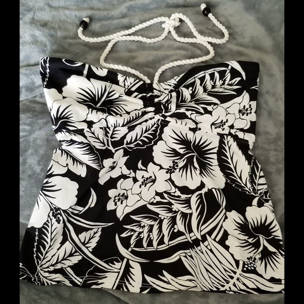 Ralph Lauren halter tankini blk/white hibiscus